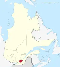 Map of Centre-du-Québec in relation to Quebec.