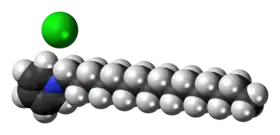 Space-filling models of the component ions of cetylpyridinium chloride