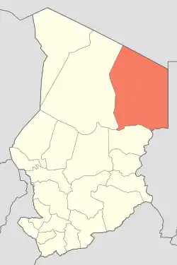 Map of Chad showing the former region of Ennedi.