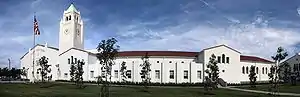 Panorama of Newport Harbor High School's new Robin-Loats Building