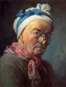 Jean-Baptiste-Siméon Chardin (1771), in his painting clothes.