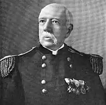 Black and white head and shoulders photo of Charles G. Sawtelle in dress uniform, looking right