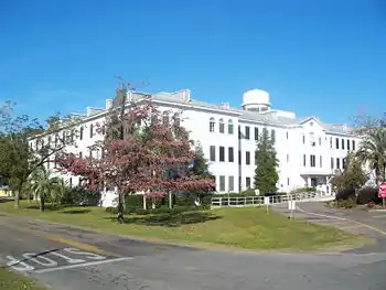 Amos Building, near main entrance