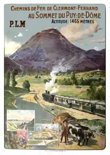 Publicity poster for the Puy-de-Dôme railway, about 1910