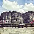 The central structure of the Chennakeshava Temple as viewed from the north-east corner of the inner court.