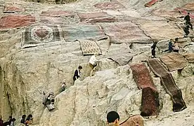 People spreading washed carpets to dry at Cheshme-Ali in 1960.