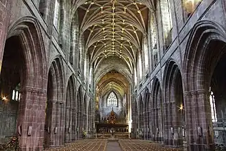 Chester Cathedral in England, a Gothic style basilica