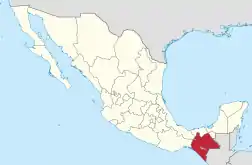 State of Chiapas within Mexico