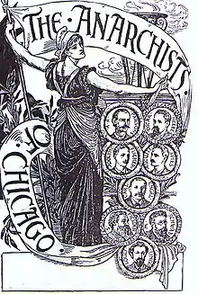  An engraving by Walter Crane of the Chicago anarchists executed following the Haymarket affair