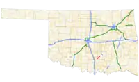 A map showing the Chickasaw Turnpike within Oklahoma.