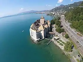 Chillon Castle, aerial view