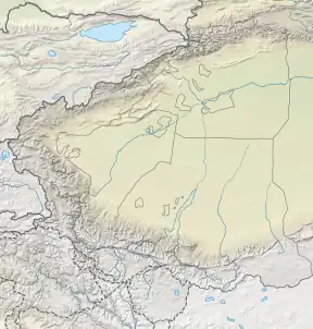 Location of the lake within Xinjiang