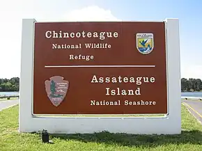 Sign at entrance from Chincoteague