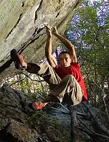 Christian Core on Gioia (Varazze, ITA), first 8C+ (V16) boulder in history, 2008