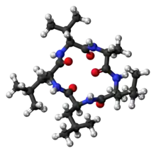 Ball-and-stick model of the chrysosporide molecule