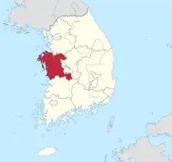 Location of South Chungcheong Province