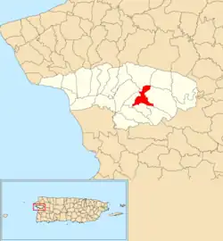 Location of Cidra within the municipality of Añasco shown in red