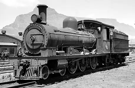 Sharp, Stewart-built ex Western System no. 164, SAR no. 444, with round-topped firebox and Type YC tender, December 1965