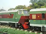 Class S5 engine 720 attached to a S5 carriage at the Hydraulic Locomotive Shed, depot for S5s