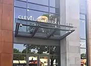 The sign outside the new Cleveland Park Neighborhood Library in 2018.