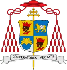 Coat of arms of Joseph Cardinal Ratzinger, Archbishop of Munich and Freising, with Moor of Freising