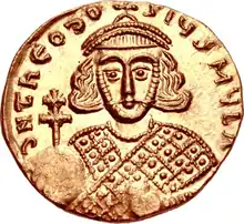 A gold coin bearing the image of Theodosius