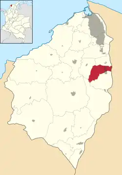 Location of the municipality and town of Santo Tomás, Atlantico in the Atlántico Department of Colombia