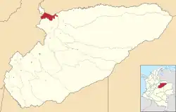 Location of the municipality and town of Sacama in the Casanare Department of Colombia.