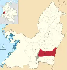 Location of the municipality and city of Palmira in the Valle del Cauca Department.