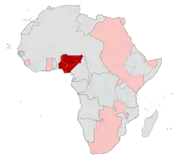 Nigeria (red)British possessions in Africa (pink) 1914