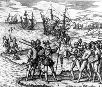 Image 2Christopher Columbus landing on the island of Hispaniola in 1492. (from History of Haiti)