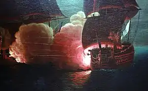 Scipion (1778) raking HMS London during the action of 18 October 1782.
