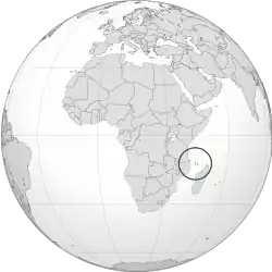 Location of the Comoros (circled)