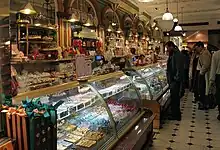 Confectionery counter in the ground floor food halls of Harrods department store, Knightsbridge, London.