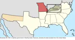 Map of the change to the Confederate States on November 20, 1861