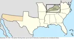 Map of the change to the Confederate States on December 10, 1861