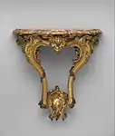 Rococo console table; 18th century; carved and gilded wood, marble top; 63.2 × 60 × 25.4 cm; Metropolitan Museum of Art