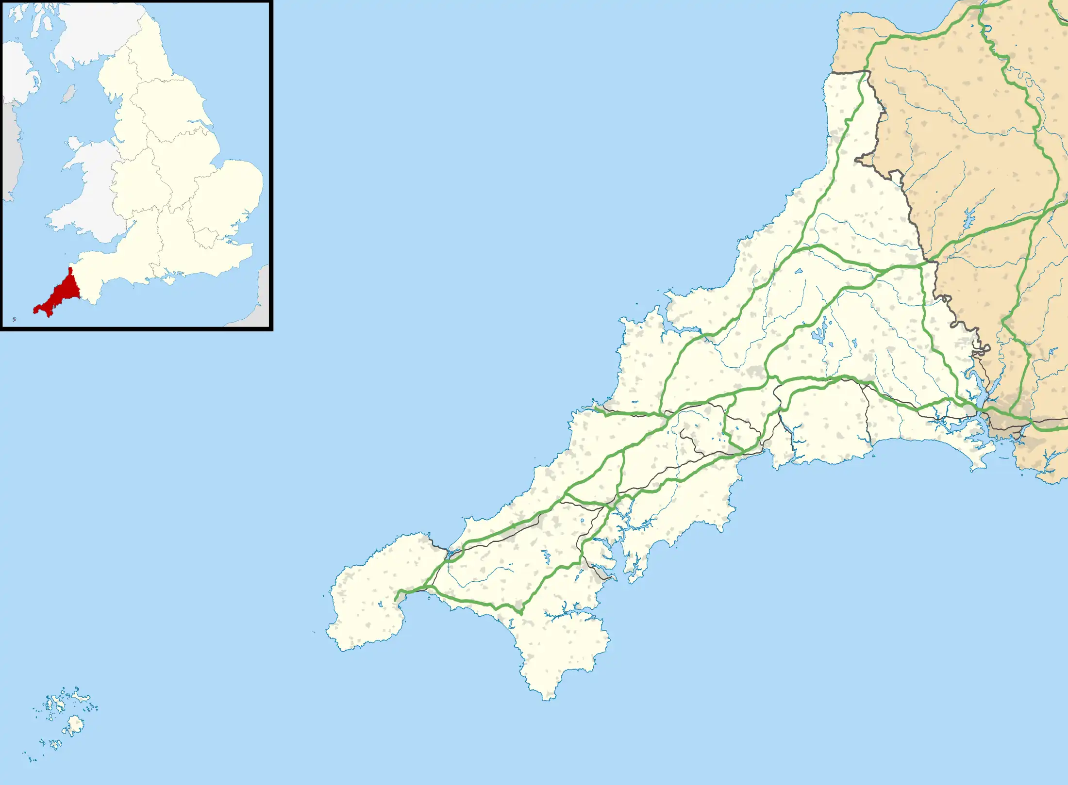 Location in Cornwall