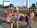 View of Cacho cow, in front of the Monumento a la Raza