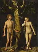 Lucas Cranach d. Ä.:Adam and Eva. Now in National Museum in Warsaw.