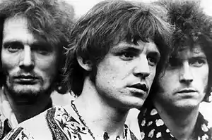 Image 13Baker, Bruce and Clapton of Cream, whose blues rock improvisation was a major factor in the development of the genre (from Hard rock)