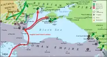 Map of Crimean War, year 1854