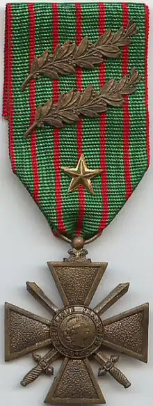 Croix de guerre 1914-1918 with 2 palms