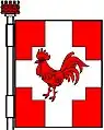 a cross quadrate - Gules; on a cross nowy quadrate, argent, a cock gules - Burgh of Markinch, Scotland