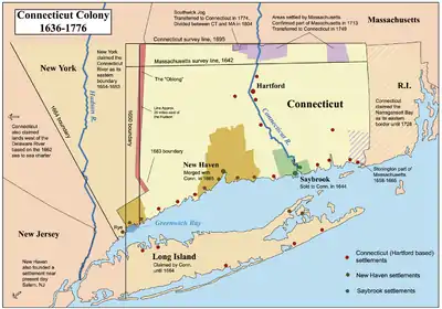 Map of the Connecticut, New Haven, and Saybrook colonies