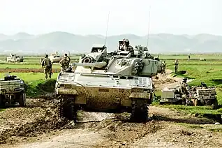 A Norwegian CV9030 during a patrol in Afghanistan.