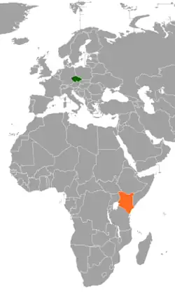 Map indicating locations of Czech Republic and Kenya