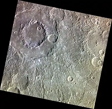 Approximate color image of Dürer crater