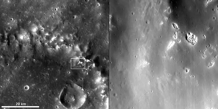 Detail of hollows in Dürer crater