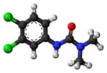 Ball-and-stick model of the DCMU molecule